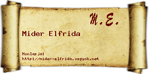 Mider Elfrida névjegykártya